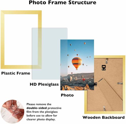 JCJMY 6x9 Picture Frame - Elegant Gold Wall & Tabletop Display for 6x9 Photos | Horizontal & Vertical Mounting