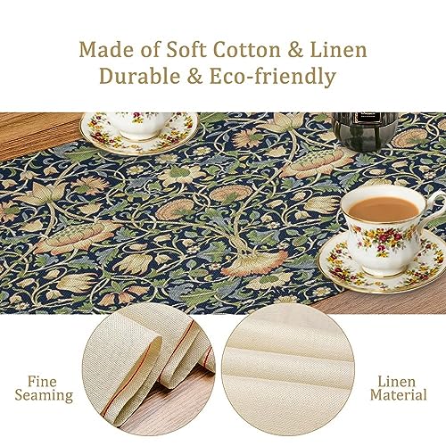 SHElifestyle William Morris Flower Table Runner 13x70 Inches Vintage Boho Tree Pattern