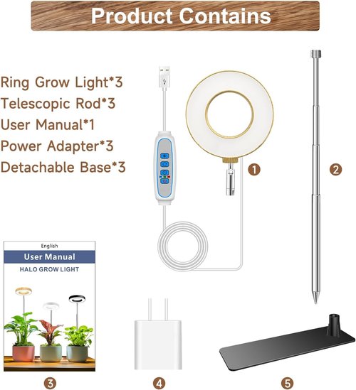 Aokrean Grow Light - 48 LEDs Full Spectrum Indoor Plant Light | Height Adjustable with Auto Timer & 5 Brightness Levels