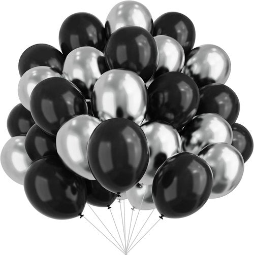 Black & Silver Balloons by [Brand Name] - 67pcs 12-Inch Metallic Balloons for Parties & Celebrations
