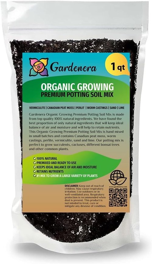 Gardenera Premium Organic Growing Medium - Naturally Enhance Plant Growth and Health - 1 Quart