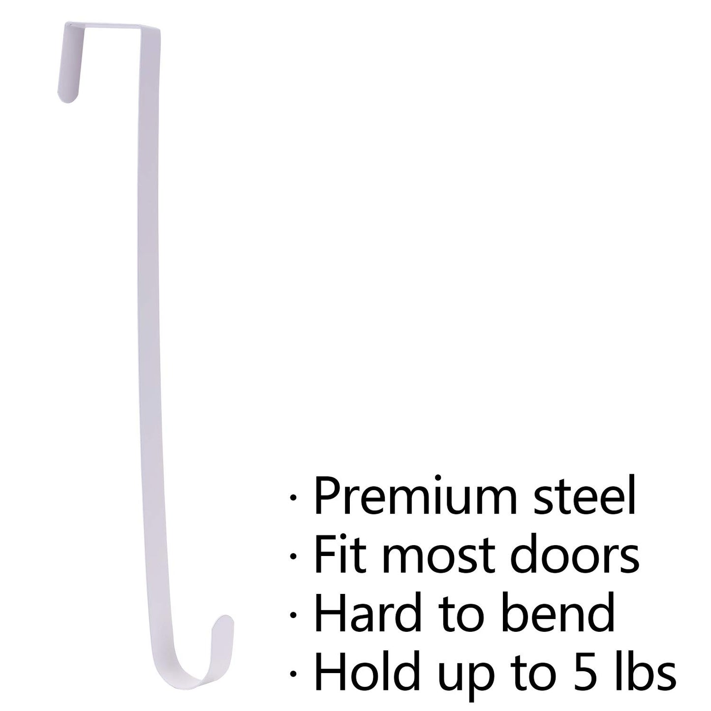 Sattiyrch 15" Wreath Hanger for Front Door,Sturdy Steel Wreath Door Hanger,Over The Door Hanger Hook (White,2)