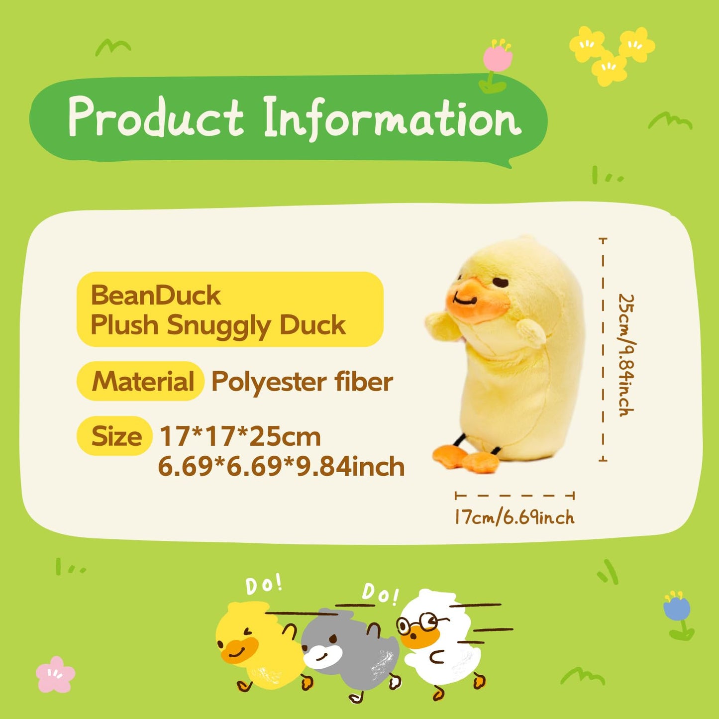 B.Duck Bean Duck: Improvement Desk Buddy Cute Plush Stuffed Animal for Office, School, Travel, Gift