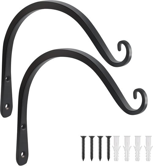 Gtongoko 8-Inch Metal Plant Hangers - Durable Outdoor & Indoor Hooks for Bird Feeders, Lanterns, Black