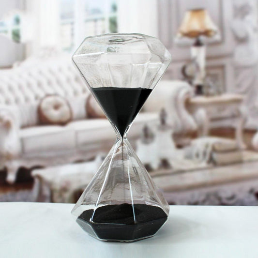 30-Minute Colorful Diamond Shape Glass Hourglass Timer - Elegant Home Desk Decor & Kitchen Countdown Gift