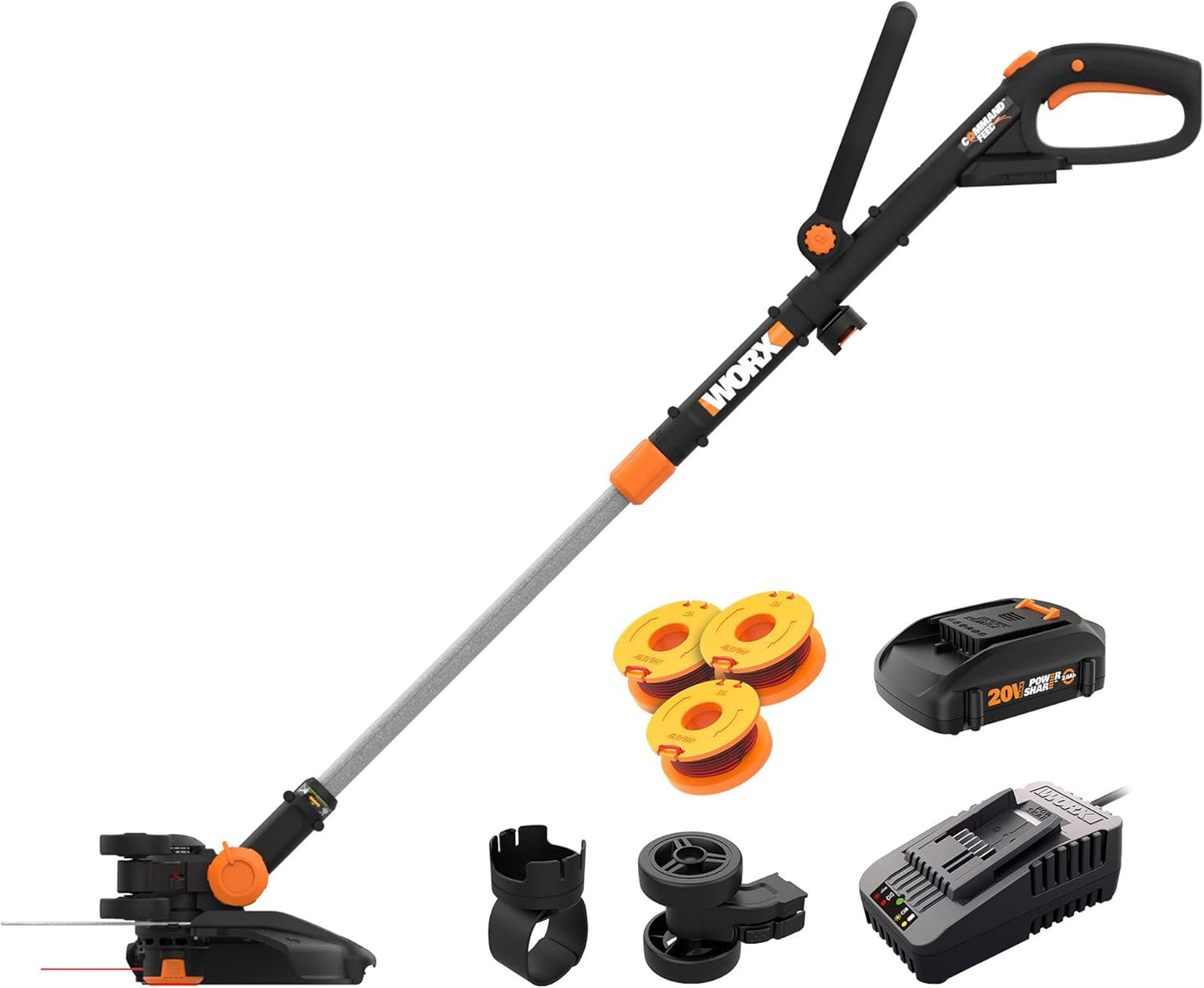 WORX Cordless String Trimmer - 12'' Electric Weed Wacker with 90° Pivoting Head & Battery Included