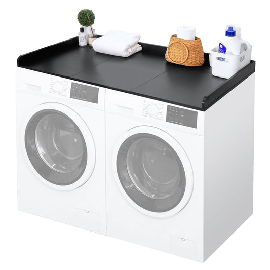 Drifop Washer Dryer Countertop, 27.5" W x 54" L Laundry Countertop with Edge Rails, Laundry Topper for Washer and Dryer with Non-Slip Pads, Black(Wooden