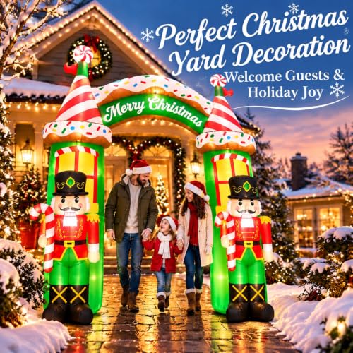 10 ft Christmas Inflatable Archway Nutcracker with LED Lights – Outdoor Holiday Decor