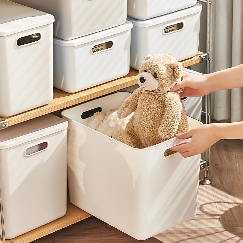 Set of 4 Extra Large White Plastic Storage Bins with Lids - Toy, Closet & Home Organizer