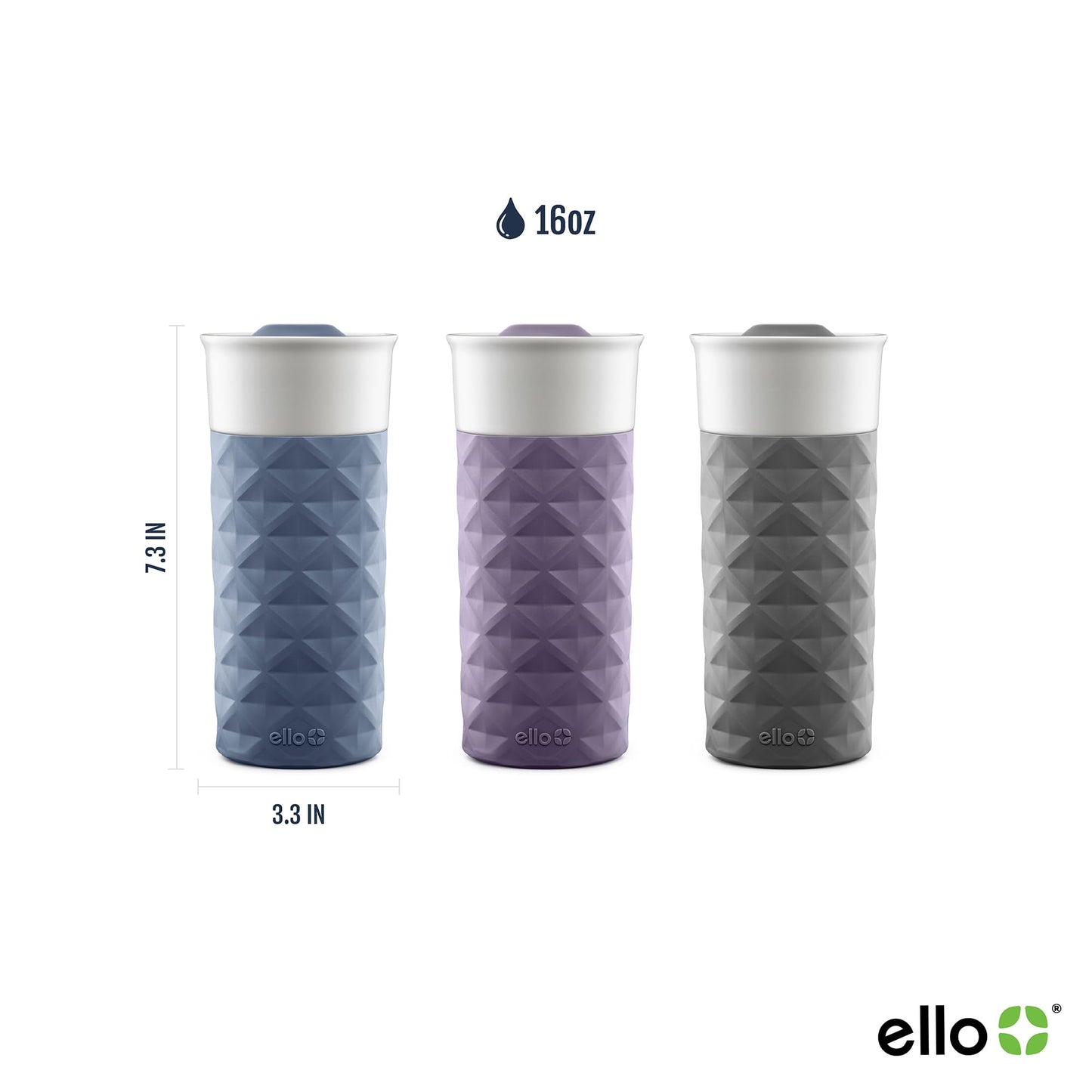 Ello Ogden 16oz Ceramic Travel Mug with Splash-Resistant Slider Lid and Protective Silicone Sleeve, Perfect for Coffee or Tea, BPA-Free, Dishwasher Safe