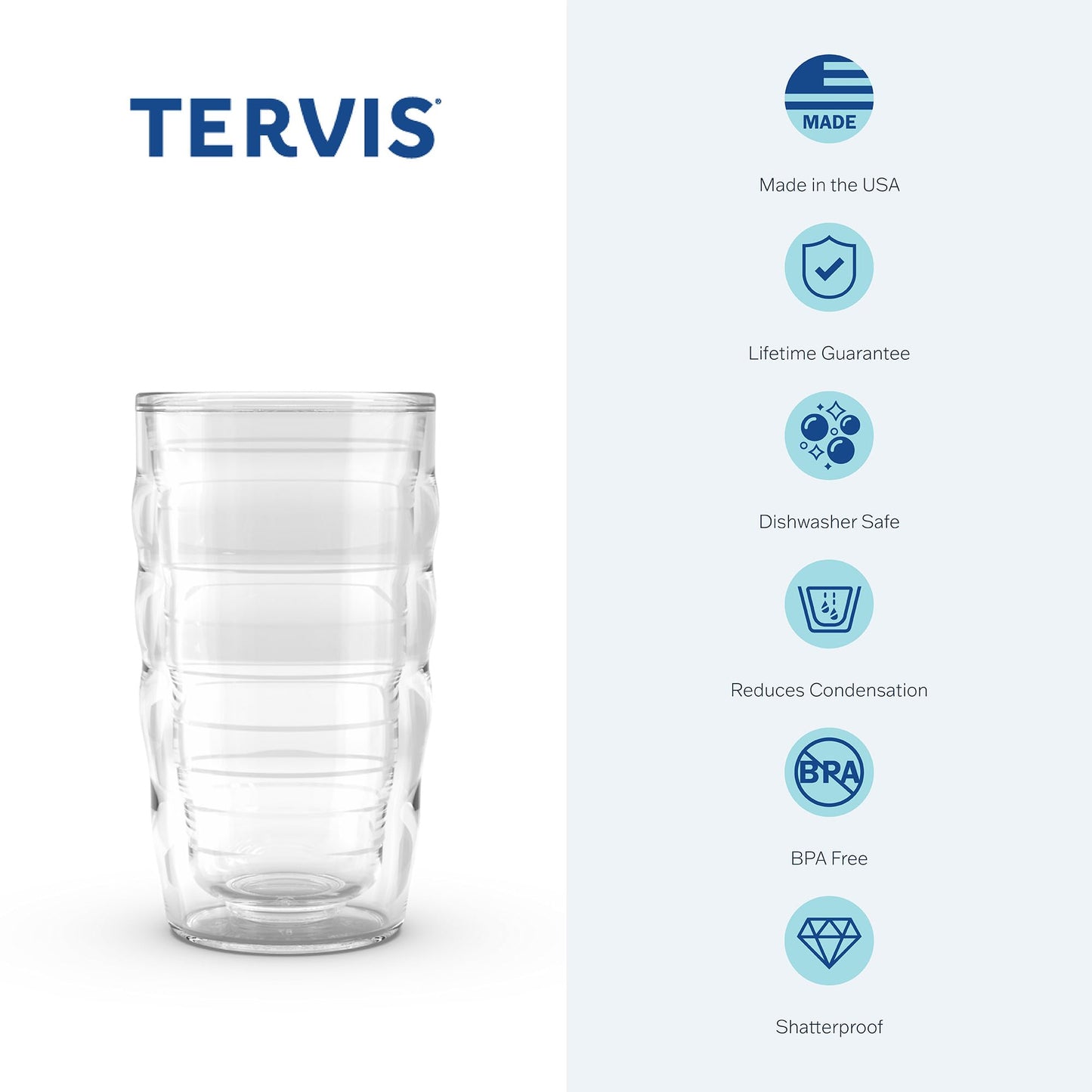 Tervis Clear & Colorful Tabletop 10oz Made in USA Double Walled Insulated Tumbler Travel Cup Keeps Drinks Cold & Hot, 10oz - 4pk, Clear