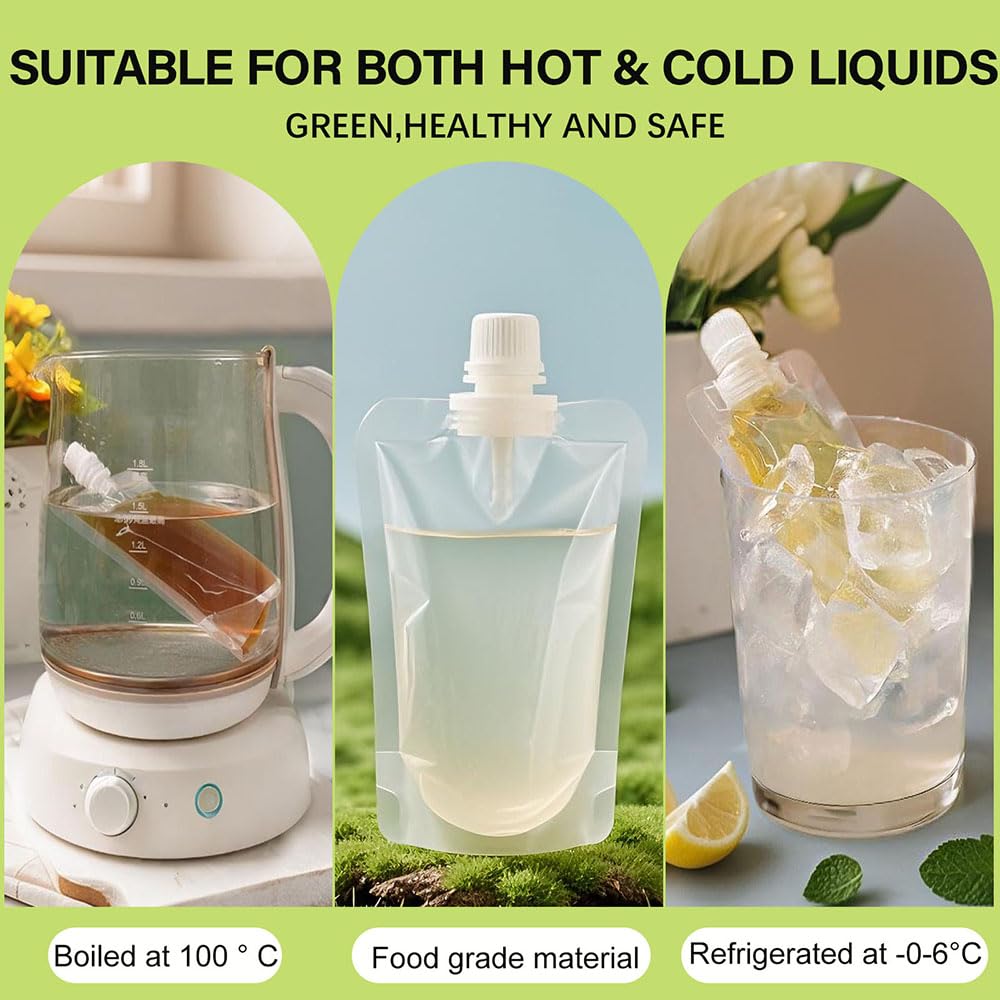 Juice Travel Plastic Bags Portable Collapsible Beverage Bag | Leakproof Foldable Water Carrier for Outdoor Hiking, Camping & Seed Storage | Food-Grade BPA-Free Liquid Container