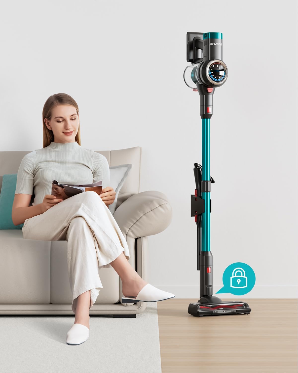 Skiennix Cordless Vacuum Cleaner - 650W Lightweight Stick Vacuum with OLED Display | 70 Minutes Runtime, Anti-Tangle Brush for Home & Pet Hair