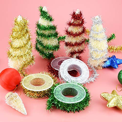 Tongcloud Metallic Tinsel Ribbon Set - 4 Rolls 9.8ft Christmas Garland in Gold, Red, Green, Silver