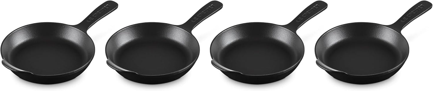 Le Creuset Mini Skillet Set - Enameled Cast Iron Gourmand Collection, 0.3 Qt, Matte Black