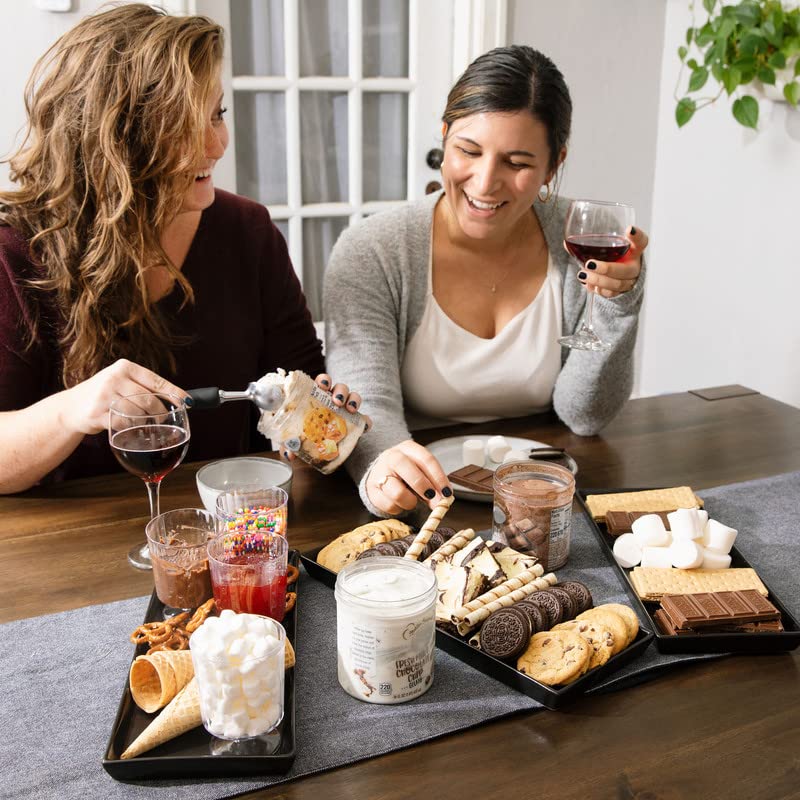 Home Beets Black Ceramic Serving Platters Set of 4, 14x6 Inch Food Trays for Entertaining