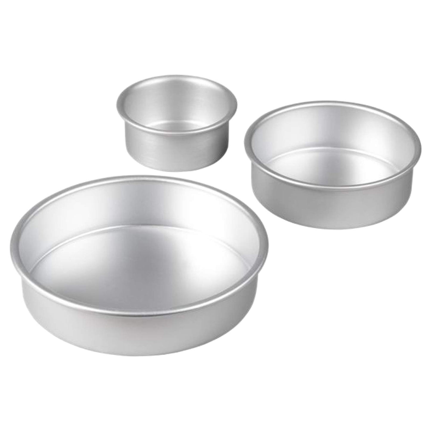 Wilton Aluminum Round Cake Pan Set, 3-Piece for Tiered Cakes, Durable, Even Heating, Rust-Resistant, Professional Bakeware, 4, 6, 8 in., Package May Vary