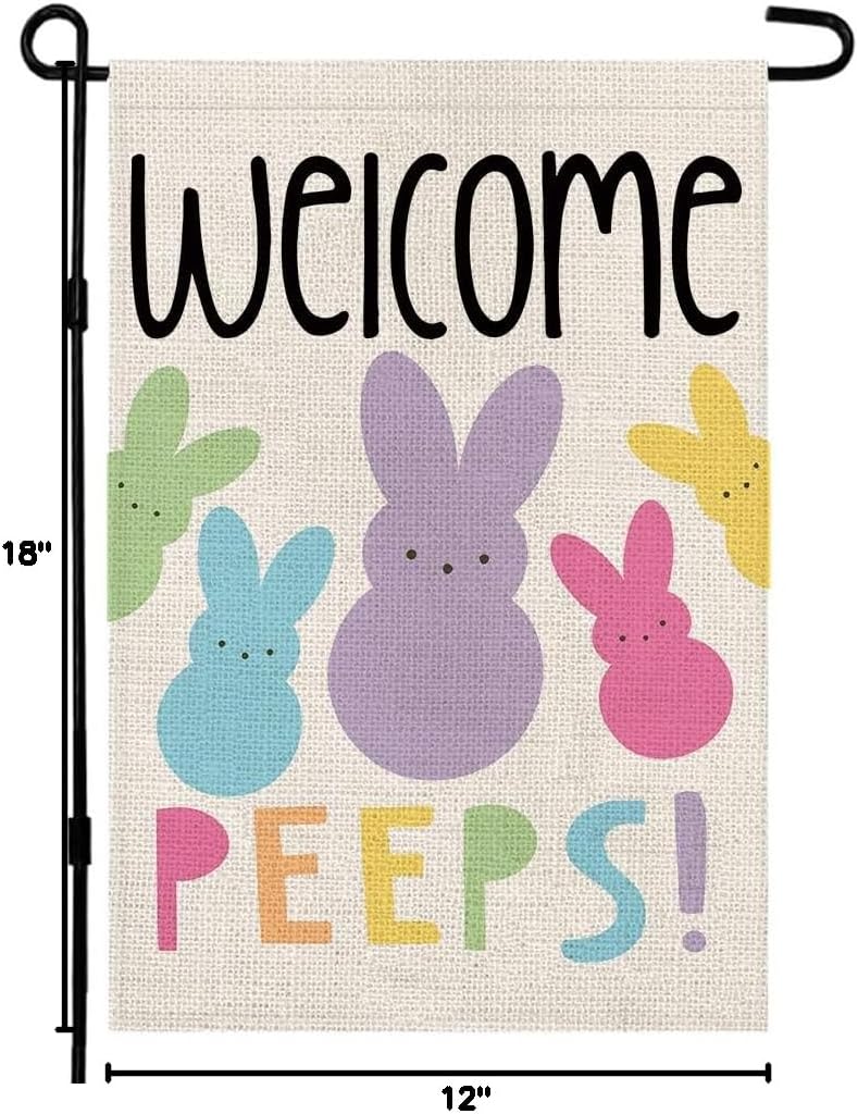 Welcome Easter Garden Flag - Double-Sided Bunny Banner | 12x18 Inch Spring Outdoor Decoration