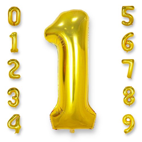 AULE 40 Inch Big Gold 1 Balloon Number Large Foil Helium Number Balloons 0-9 Jumbo Giant Happy 1st Birthday Party Decorations for Boy or Girl Huge Mylar Anniversary Party Supplies