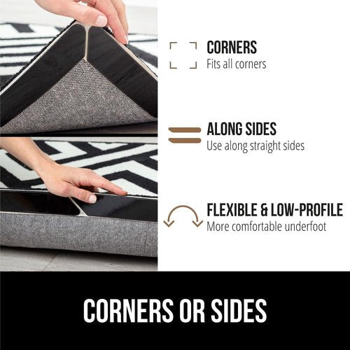 Gorilla Grip Rug Gripper Pads - 8 Pack Black Office Chair Mat for Carpet | 32.5x48 Inches Clear
