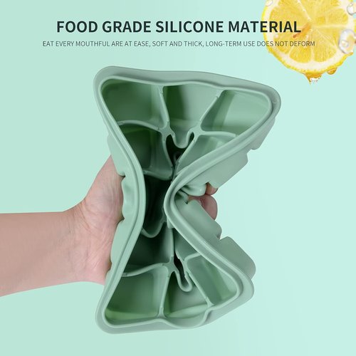 BAMBOO GREEN Silicone Ice Cube Trays - Set of 2 Flexible Molds with Removable Lid | BPA Free, Stackable Design