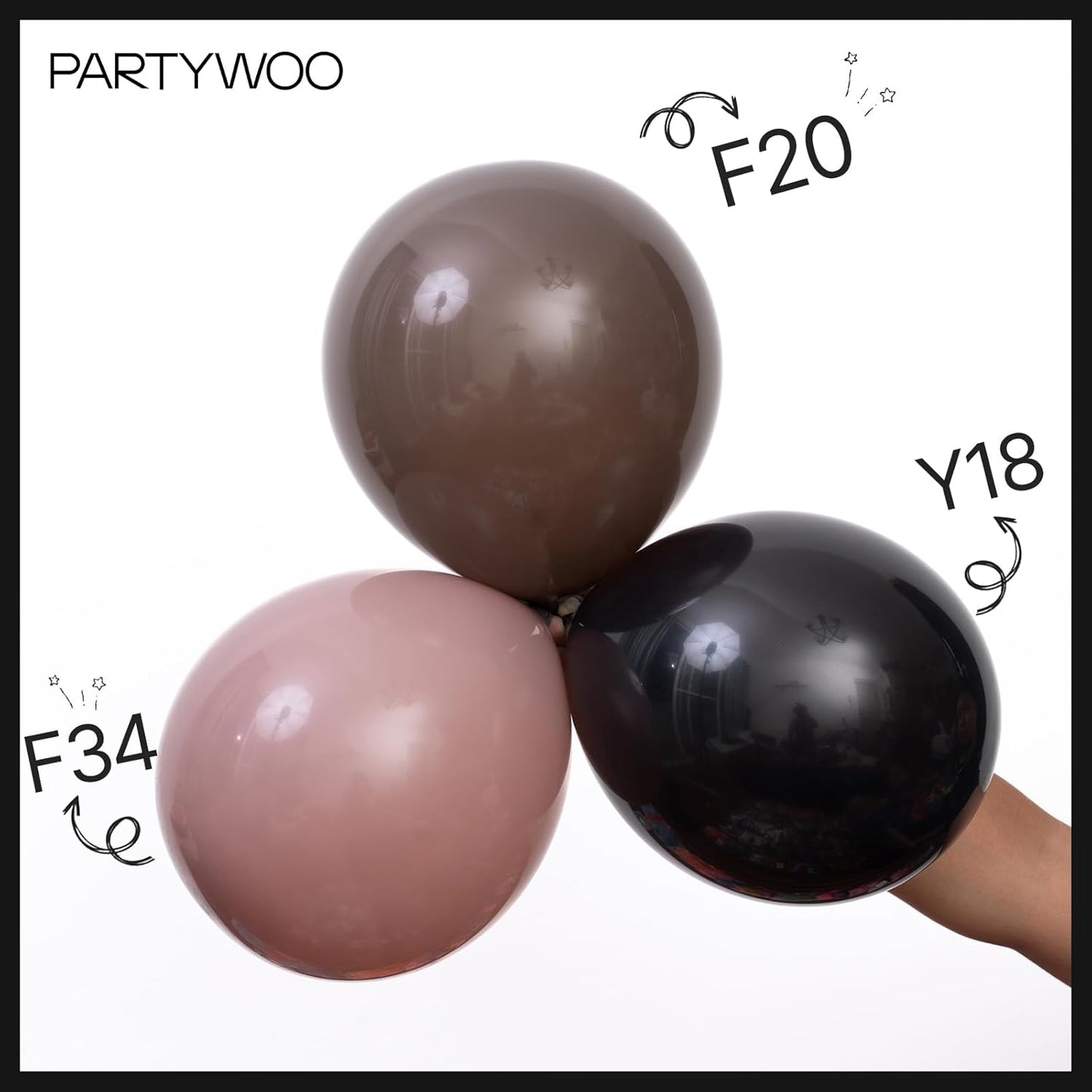 PartyWoo Black Balloons - 100 Pcs Assorted Sizes for Baby Showers, Birthdays & Anniversaries | Arch Kit & Garland