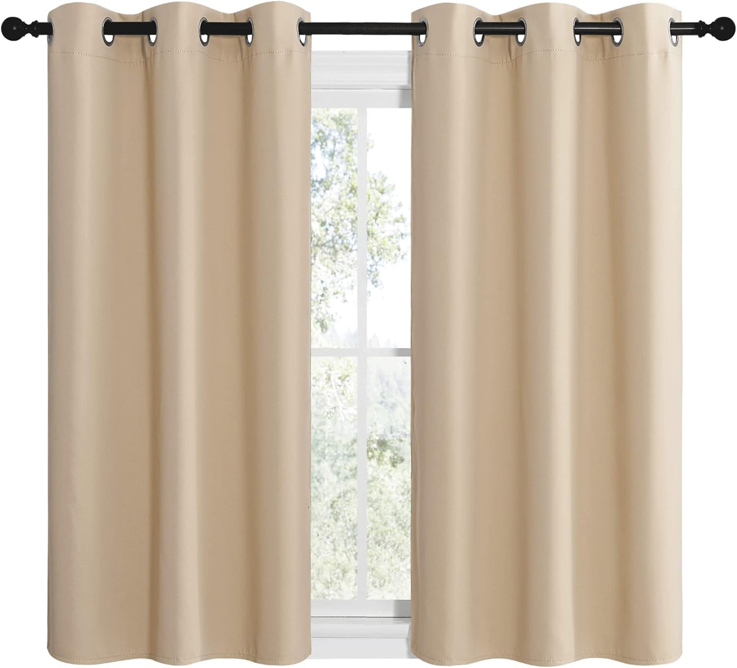 NICETOWN Room Darkening Curtains - Thermal Insulated Grommet Draperies for Bedroom | Biscotti Beige, 2 Panels (W42 x L50)