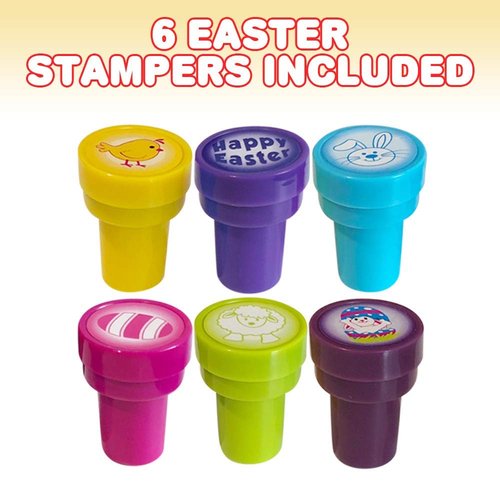 ArtCreativity Easter Stamps for Kids, 6 Pieces Assorted Pre-Inked Stampers, Easter Party Supplies and Favors, Goodie Bag Fillers, Easter Basket Essentials Rubber Stamp, Cute Surprise Toys