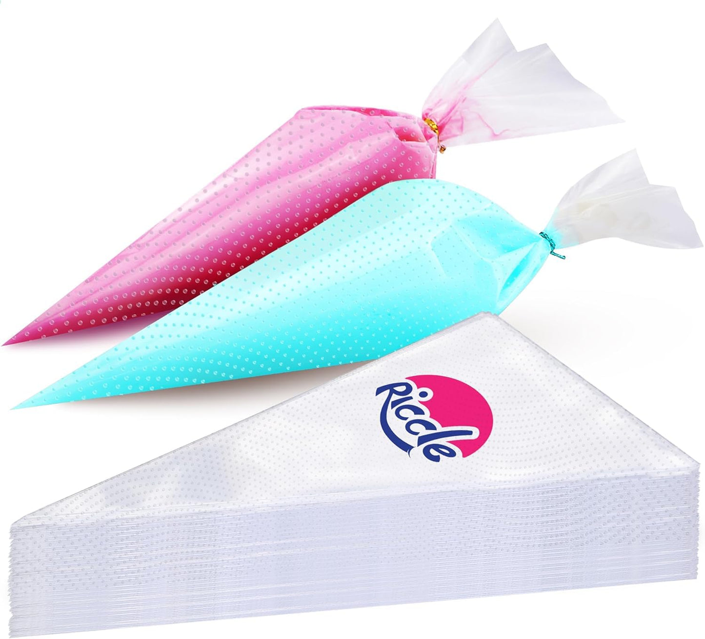 Riccle Disposable Piping Bags 16 Inch - 100 Textured Anti Burst Pastry Bags - Icing Piping Bags for Frosting - Ideal for Cakes and Cookies Decoration