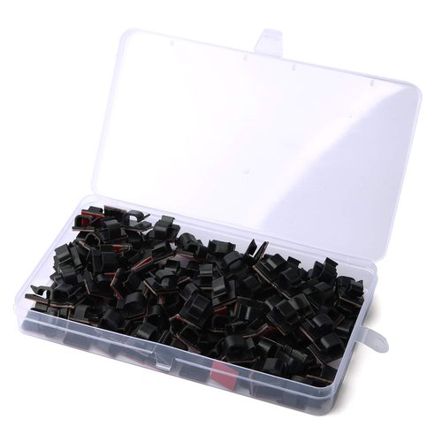 60PCS Cable Clips, KGROTE Outdoor Light Wire Clips Adhesive Cable Hooks Cord Organizer Holder for Desk, Wall Cable Management, Christmas Lights, Christmas Ornaments, Fairy Lights (Black)