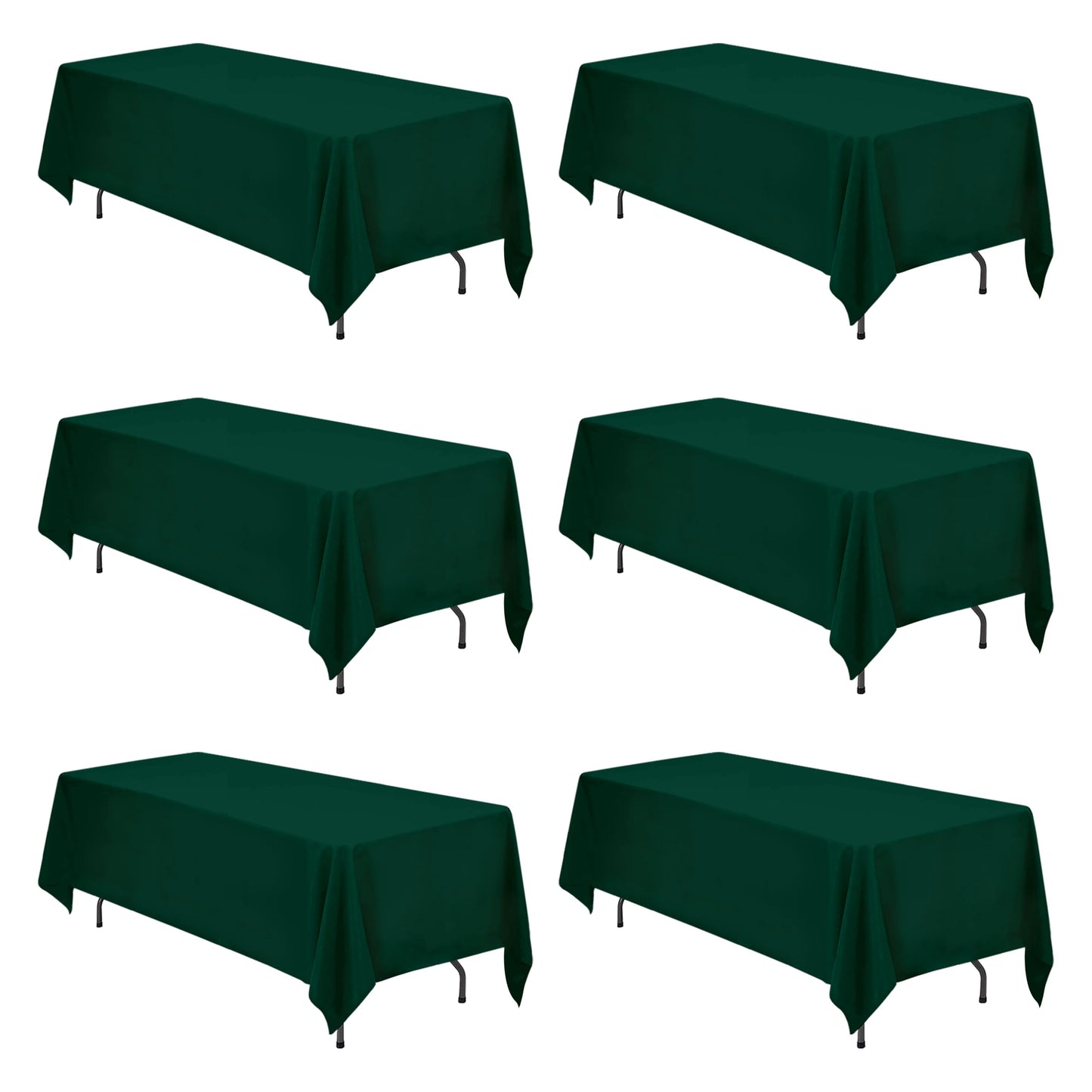 BRILLMAX 6 Pack Hunter Green Tablecloths 70 x 120 Inch for 6ft & 8ft Rectangle Tables - 150 GSM Polyester Fabric, Universal Fit, Water, Stain & Wrinkle Resistant Cloth Cover for Wedding Banquet