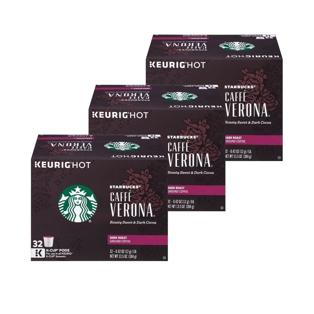 Starbucks Caffe Verona K-Cup Pods - Rich, Dark Roast Coffee - 32 Count Pack