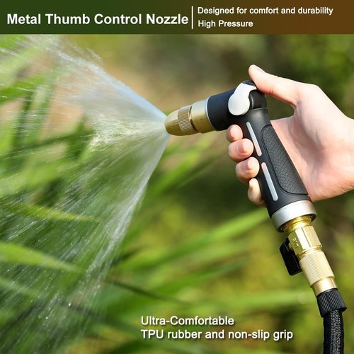 FANHAO Heavy Duty Metal Garden Hose Nozzle - High Pressure Jet with Adjustable Spray Patterns | Thumb Flow Control