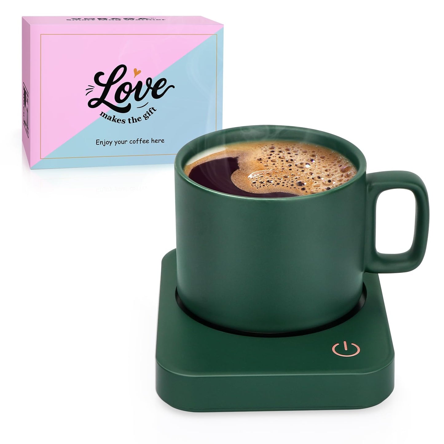 VOBAGA Mug Warmer Set, Coffee Warmer for Desk with 11oz Ceramic Mug, Auto Shut Off & 3-Temp Settings, Smart Coffee Cup Warmer, Home Office Essentials Coffee Set(Mug Included)