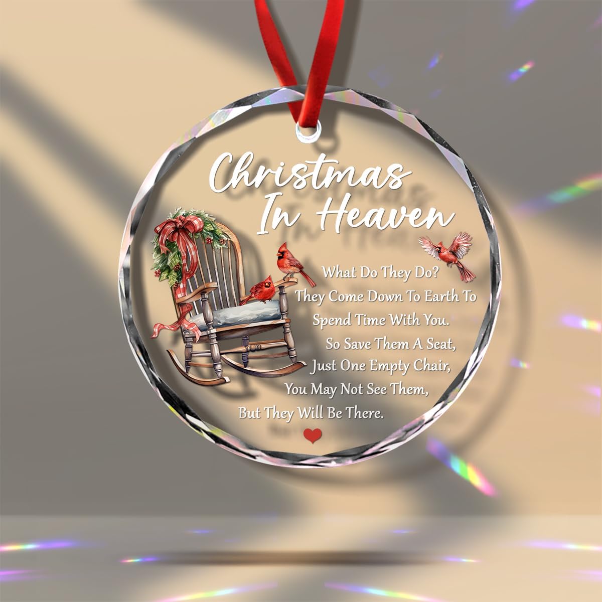 Regine Switzerland Christmas Glass Ornaments - Memorial Gifts for Grieving Loved Ones | Empty Chair Design