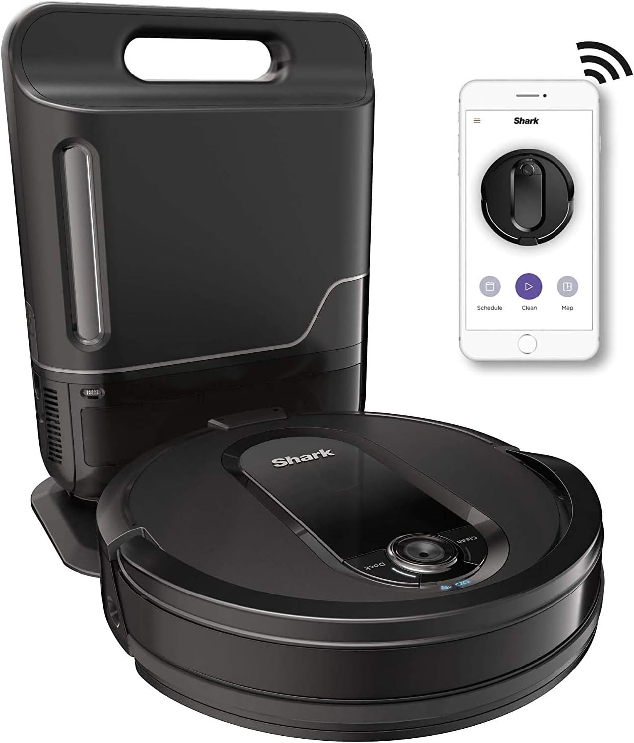 Shark RV1001AE IQ Robot Vacuum - Self-Empty XL with Home Mapping & Wi-Fi | Works with Alexa, Black