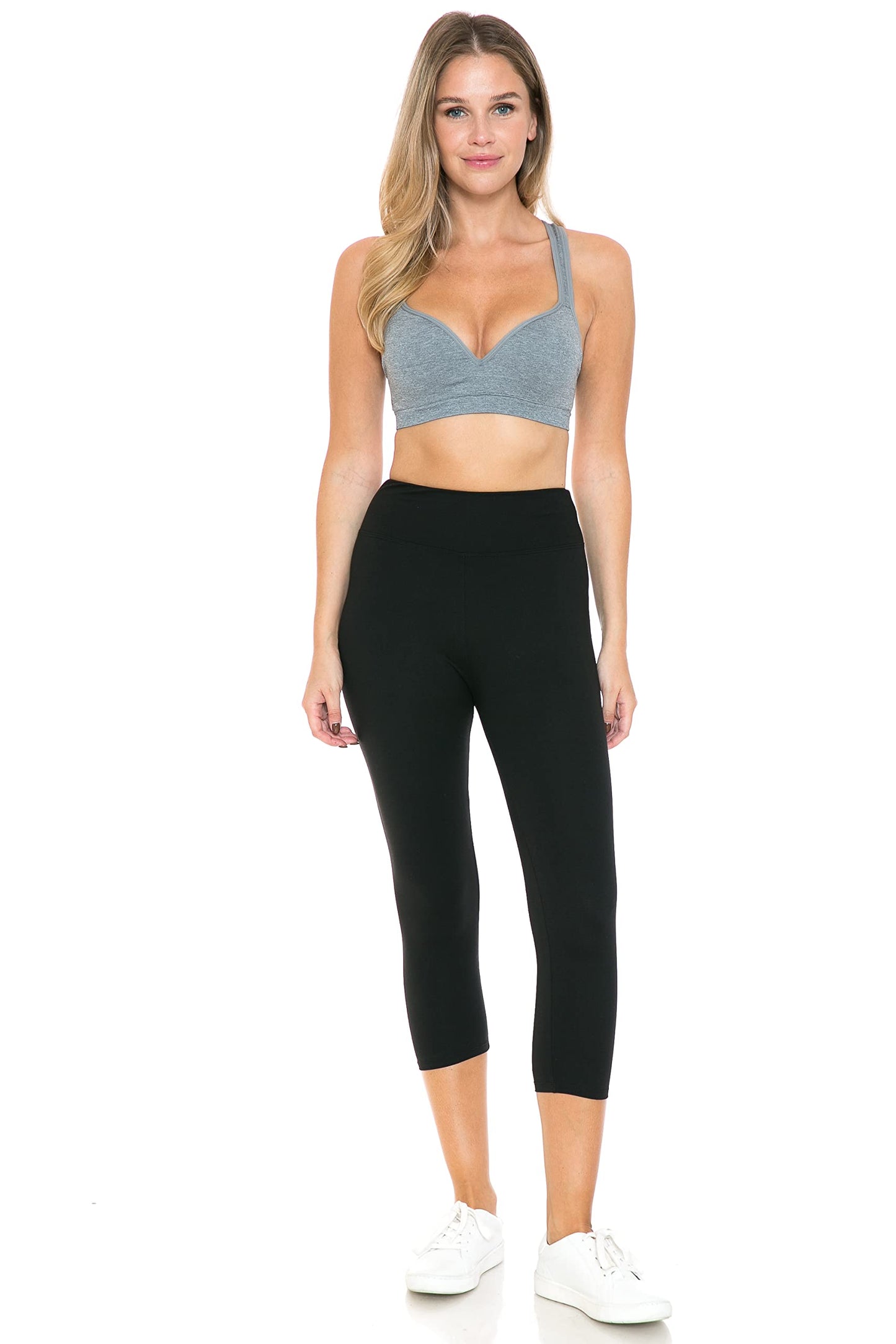 Leggings Depot Women's 3" Waistband Yoga High Waisted Solid Leggings Pants (Full Length, Black, 2X)