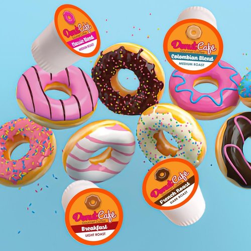 Donut Café Gourmet Coffee Variety Pack - Medium Roast Flavors: Pecan Pie, Coconut Crumble, Salted Caramel, Toasted Hazelnut | 80 Single Serve Pods for Keurig K-Cup Brewers