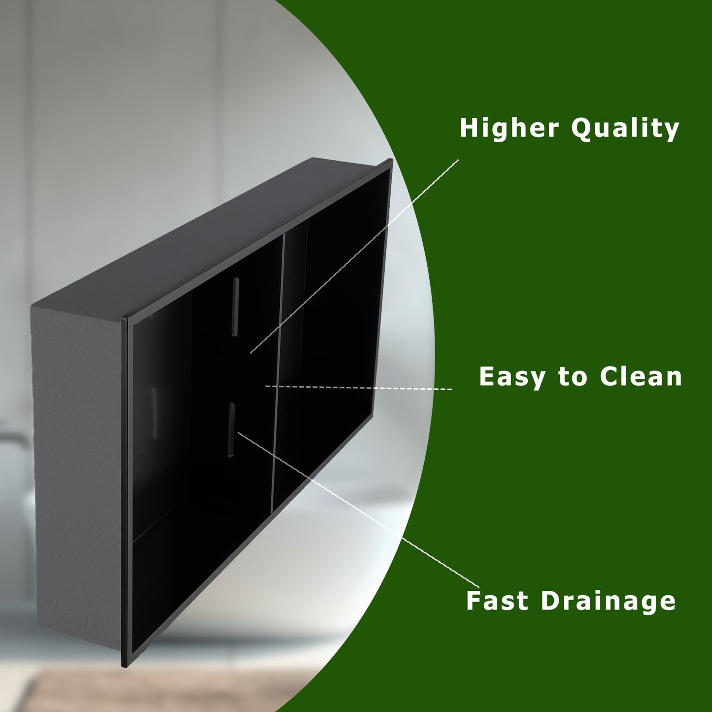 HOTIS 12"×24" Black Double Selves Shower Niche, Stainless Steel Recessed Bathroom Niche, No Tile Needed Bathroom Wall Niche, Waterproof Recessed Wall Mounted Insert Storage Caddy, Matte Black