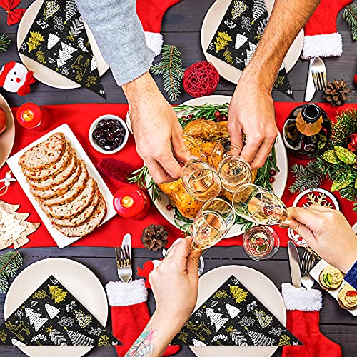 Christmas Paper Napkins 80 Pack 6.5 x 6.5 inch Disposable Holiday Party Tableware