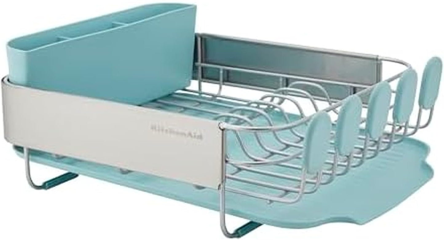 KitchenAid Compact Dish Rack - Rust Resistant with Removable Flatware Caddy | 12.63 x 15.87 Inch, Mineral Water