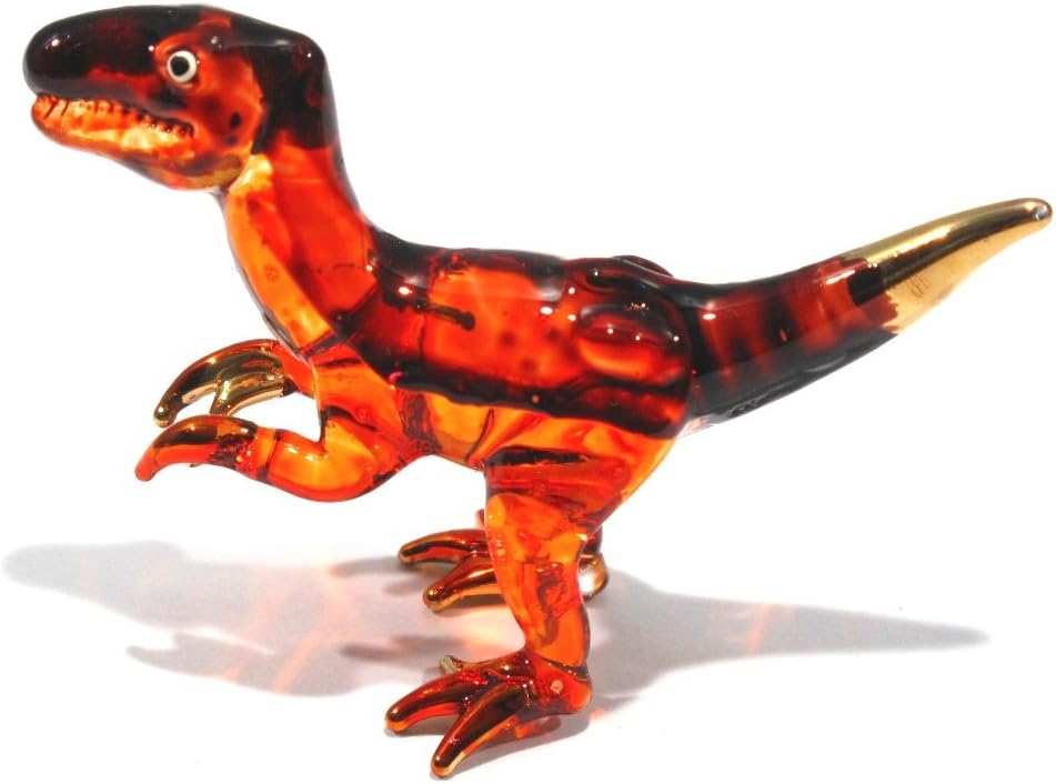 Handmade Mini T-Rex Blown Glass Art Figurine - Unique Jurassic Dinosaur Decor