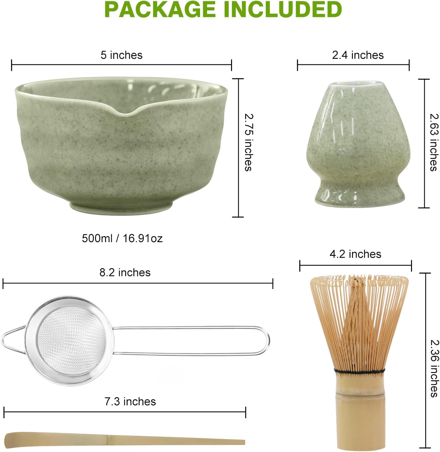 Matcha Whisk Set - Premium Ceremonial Grade Kit with Bamboo Whisk, Bowl, Scoop & Sifter | Authentic Japanese Tea Essentials