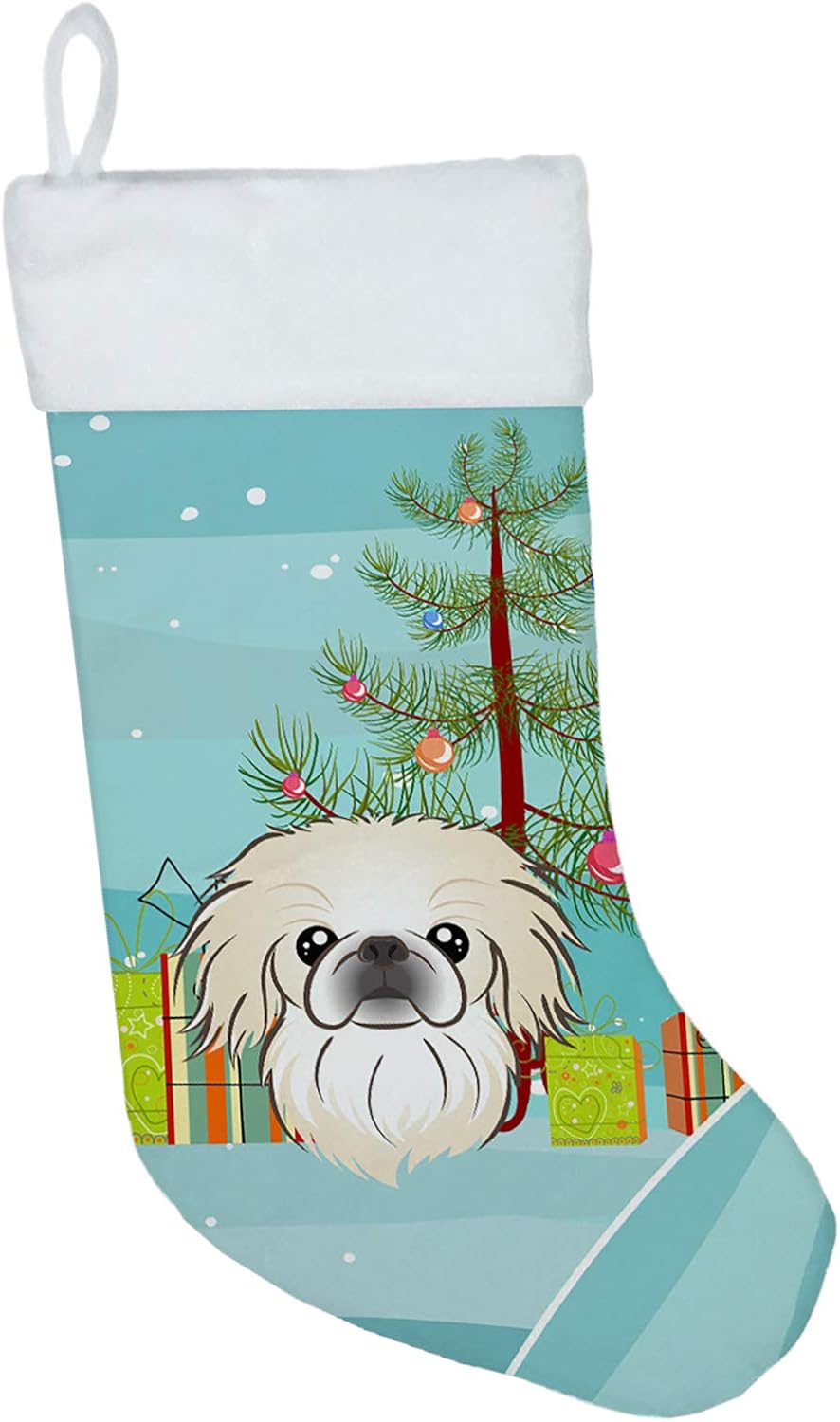Shih Tzu Christmas Stocking - Chocolate Brown Dog Holiday Decor for Fireplace