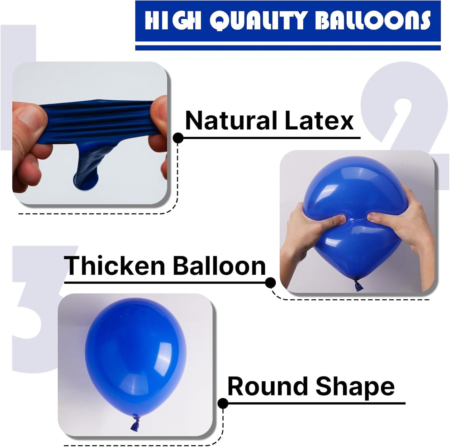 PartyWoo Blue Balloon Arch Kit - 140pcs Navy Blue Balloons in 5, 10, 12, & 18 Inch Sizes for Celebrations