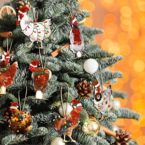 Amyhill Chicken Christmas Ornaments - 30 Pcs Wooden Tree Decorations (Variation: Chicken)
