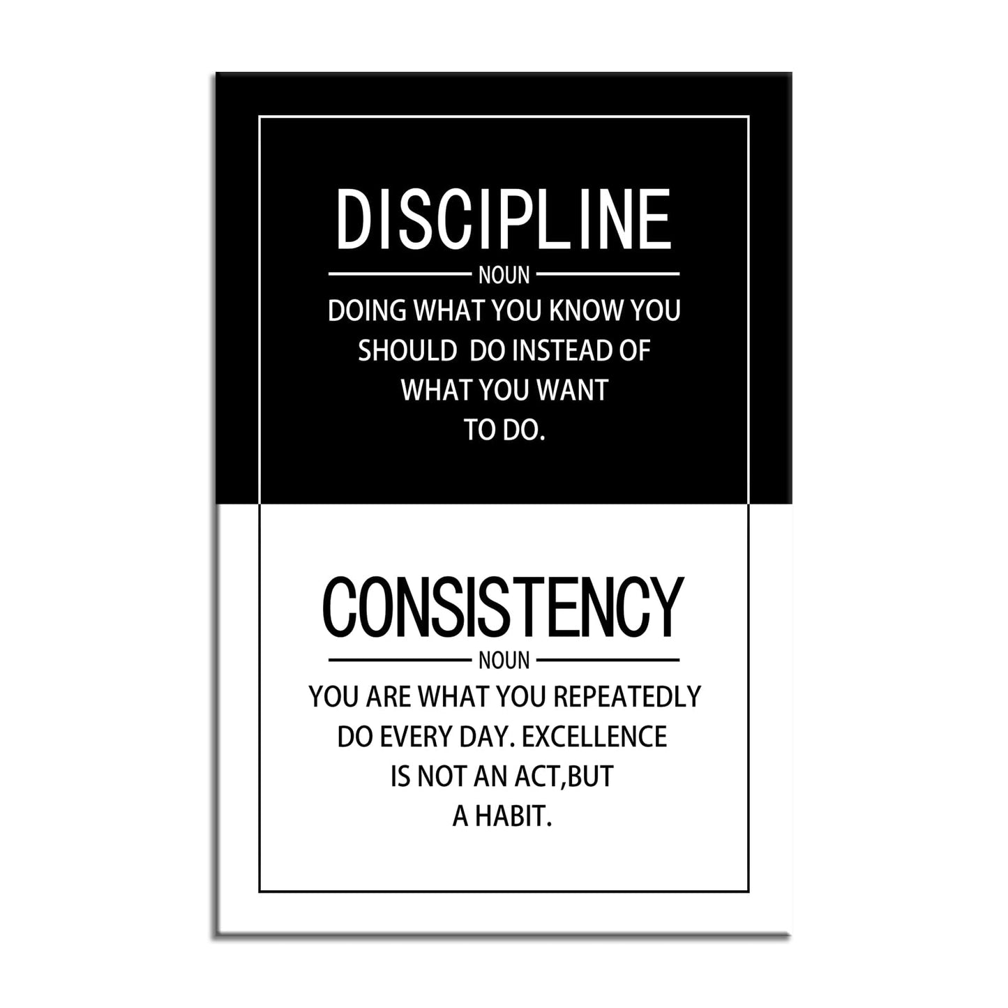 Motivational Wall Art for Office Consistency Discipline Noun Quote Inspirational Positive Poster Inspiration Canvas Painting Prints Wall for Living Room Home Decor Framed Artwork [24''W x 36''H]