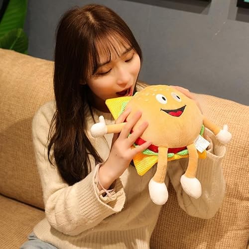11.8" Cute Hamburger Plush Toy Funny Hamburger Plushie Pillow Toy Funny Stuffed Food Plush Toy Gift for Kid Room Decor Holiday Birthday Christmas Decoration