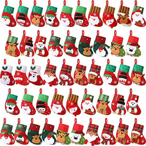 Leitee 48-Piece Mini Christmas Stockings set, 6.3in Hanging Stockings