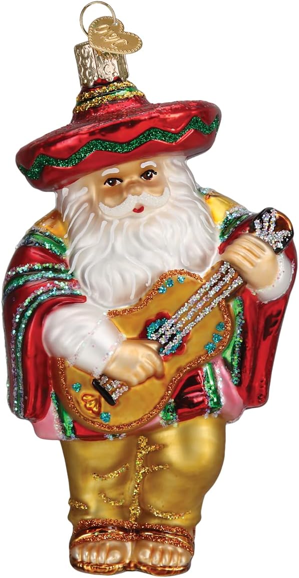 Mid-Century Santa Head Glass Blown Ornament - 3.25” for Christmas Tree Decor